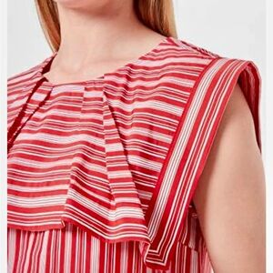 Striped Sleeveless Blouse with Bib Collar NWOT Sisley